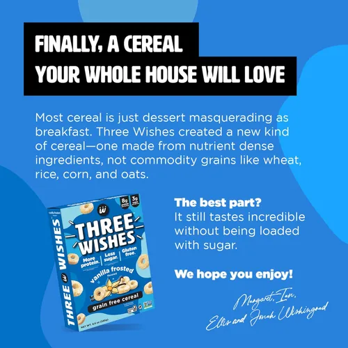 Miniatura 7 de Cereales para el desayuno a base de plantas y veganos de Three Wishes, glaseado, 1 paquete, merienda rica en proteínas y baja en azúcar, libre