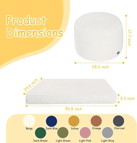 Miniatura 3 de COMAX Silla Puf para Niños que se Convierte en Cama Puf, Silla Puf de Pana para Niños y Niñas para Dormir, Pufs Perezosos para Niños con Relleno