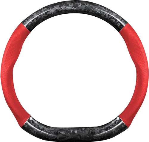 Miniatura 10 de Ergocar Funda para volante de automóvil, fibra de carbono forjada tipo D y funda de cuero para volante, 14.5-15 pulgadas, antideslizante, suave