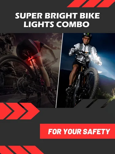 Miniatura 8 de Luces de bicicleta de alto lúmenes delanteras y traseras para conducción nocturna, 10,000 mAh USB recargable 6 luces LED para bicicleta, 5+5 modos