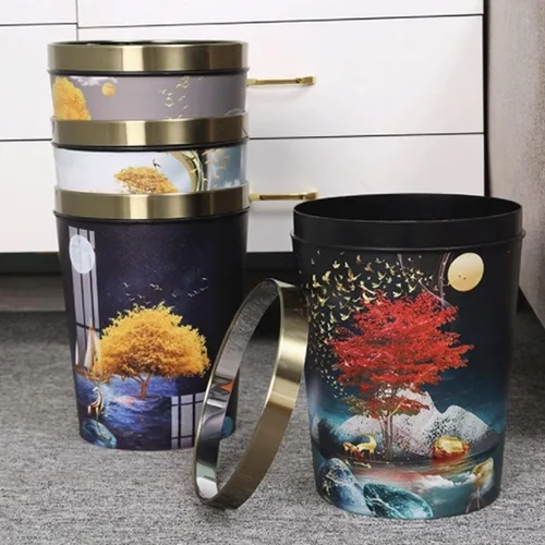 Miniatura 3 de Garbage Cans Garbage Cans, Decorative Small Trash Can Garbage Container Bin Wastebasket with Patterned Waste Baskets Basket