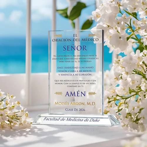 Miniatura 2 de Crystal Central Placa de regalo de graduación de la escuela de medicina cristiana, oración del médico personalizada para hijo, hija, Novio, Novia