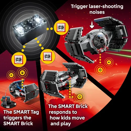 Miniatura 4 de LEGO Star Wars SMART Play: Darth Vader TIE Fighter - Juguete interactivo de construcción todo en uno - Reacciona a cómo te mueves y juegas con un