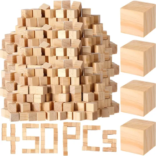 Miniatura 15 de Barydat 300 cubos de madera de 1 pulgada, bloques de madera sin terminar para manualidades, cubo cuadrado de madera natural en blanco para proyectos