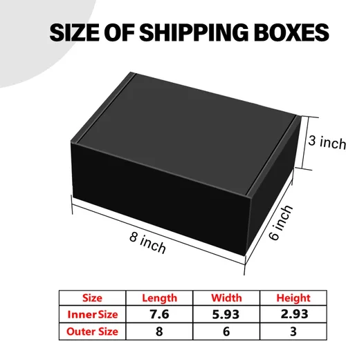 Miniatura 2 de BoShahai Paquete de 30 cajas de envío negras de 8 x 6 x 3 pulgadas, cajas de correo corrugado, cajas de embalaje para productos, caja de cartón