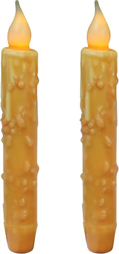 Miniatura 16 de CVHOMEDECO. Velas de cera real sumergidas a mano, funciona con pilas, temporizador, velas cónicas sin llama primitivas del país, 6-3/4 pulgadas