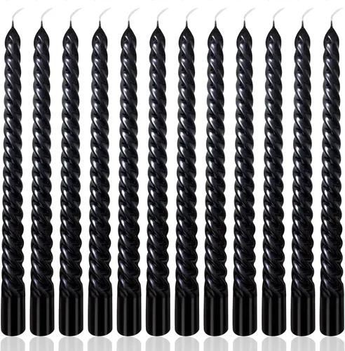 Miniatura 13 de Juego de velas cónicas en espiral de color blanco metálico de 10 pulgadas para decoración navideña, paquete de 12 velas trenzadas sin perfume, velas
