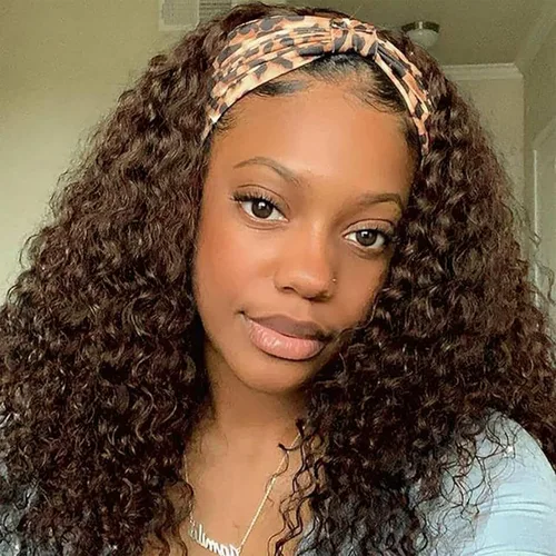 Miniatura 14 de Aiterina Peluca con Diadema de Cabello Humano Ombre con Mechas Rizado Peluca de Cabello Humano Pelugas con Diadema para Mujeres Negras Sin Encaje