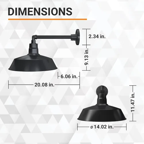 Miniatura 4 de 14 pulgadas. RLM Warehouse - Pantalla con brazo de cuello de cisne y bombilla Led A19 5000K de 9W