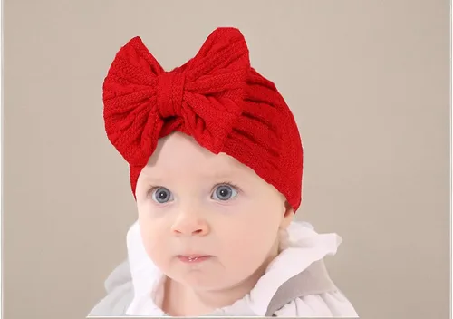 Miniatura 16 de Gorro de punto para bebé con lazos lindos turbante para envolver el sombrero (MZ6)