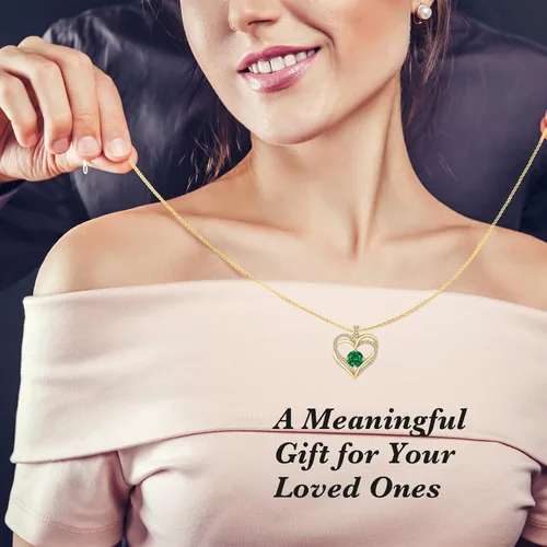 Miniatura 5 de Collar de corazón para mujer Joyas de oro para mujer con circonita cúbica bithstone Aniversario, cumpleaños, boda, día de San Valentín, regalo