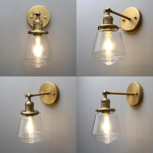 Miniatura 6 de Phansthy Lámpara de pared industrial, lámpara de pared ajustable de 180 grados, lámpara de pared con pantalla de vidrio, iluminación decorativa