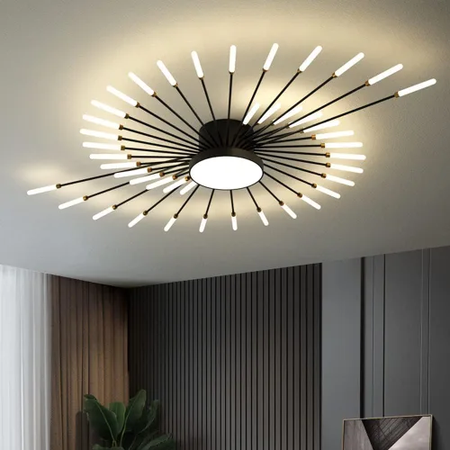 Miniatura 5 de Lámpara de techo LED regulable de 51 pulgadas, 42 luces de techo empotradas, lámpara de techo negra para dormitorio, sala de estar, lámpara colgante