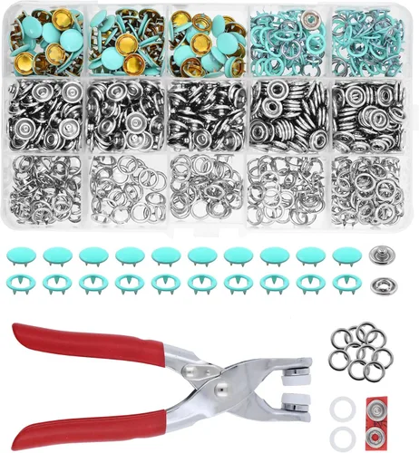 Miniatura 7 de Kit de botón de presión de metal Mandala Crafts - Botones a presión y herramienta de cierre a presión - Cierres coloridos de 9.5mm para coser, ropa