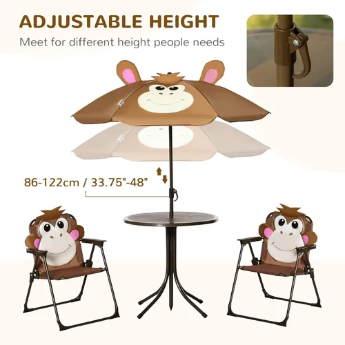 Miniatura 4 de Outsunny Juego de mesa y silla para niños, muebles de jardín plegables para exteriores, mesa de picnic para patio trasero, con sombrilla extraíble