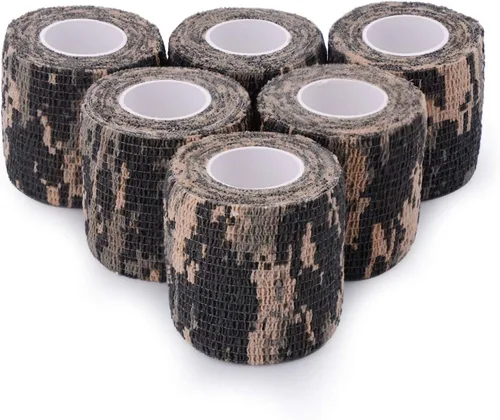 Miniatura 2 de Cinta envolvente autoadhesiva de camuflaje para protección de 5 cm x 4,5 m. Cinta de camuflaje discreta de tela no tejida. Vendaje elástico