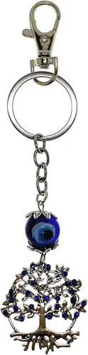 Miniatura 16 de LUCKBOOSTIUM Amuleto plateado con árbol de la vida con ojo malvado azul y piedra preciosa de cristal, dije para crecimiento, fuerza, protección