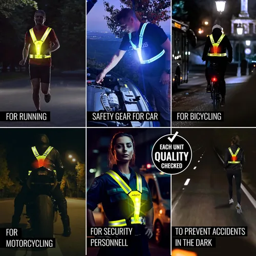 Miniatura 2 de Chaleco Reflectante LED Avanto, Original, Equipo Reflectante para Correr Recargable USB-C, Luces para Corredores, Equipo de Alta Visibilidad