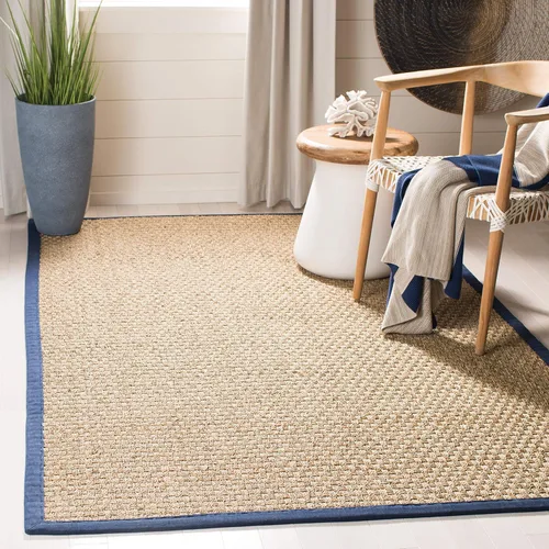 Miniatura 169 de Safavieh Natural Fiber NF114P - Alfombra redonda de hierba marina, tejido de canasta, con borde, de 244 cm, color gris Natural/ gris