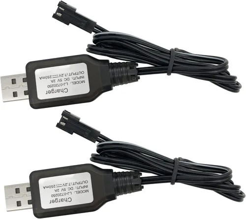 Miniatura 6 de SM2P Cargador para batería Ni-Cd Ni-Mh de 7.2 V Huina 1550 15 canales RC Excavadora RC Cars Toy Toy Cable de carga USB, paquete de 2