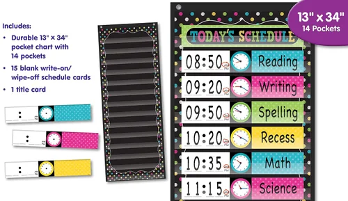 Miniatura 5 de Teacher Created Resources TCR20752 - Tabla organizadora de 14 bolsillos para horario diario y actividades, nailon/vinilo, negro