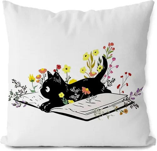 Miniatura 9 de Brand Fundas de Almohada de Gato 18x18 pulgadas - Juego de Regalo de Almohadas Decorativas para Amantes de los Gatos (Rosa y Negro)