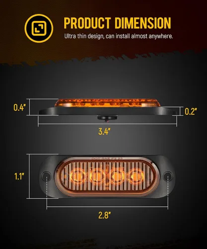 Miniatura 5 de Partsam 16 piezas de 8.6 cm de carcasa de aluminio rojo/ámbar LED luces de señalización lateral de despeje, luces marcadoras de montaje