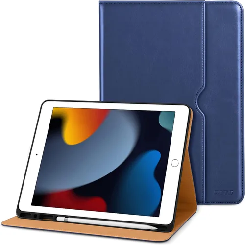 Miniatura 27 de DTTO para iPad de 9ª/8ª/7ª generación de 10.2 pulgadas 2021/2020/2019, funda tipo cartera de negocios de cuero premium con soporte para Apple Pencil