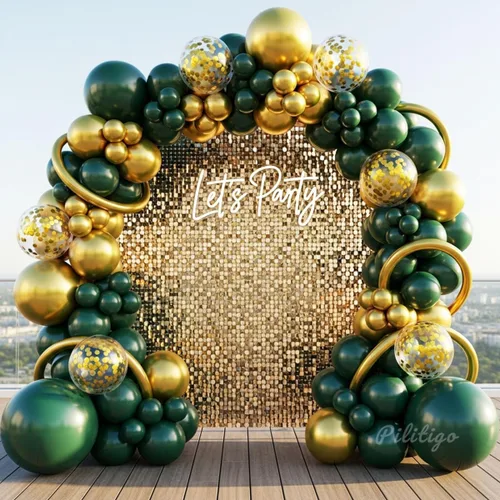 Miniatura 9 de Kit de arco de globos negros y dorados, 114 piezas de oro negro con confeti y globos largos para decoraciones de graduación 2026, cumpleaños