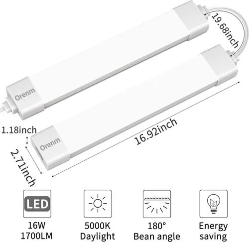 Miniatura 2 de Luz LED para Armario de 1.4 pies y 17 pulgadas, con enchufe, Luz de Techo para Tienda enlazable de 16 W, 1700 LM, 5000 K, IP65 con Interruptor