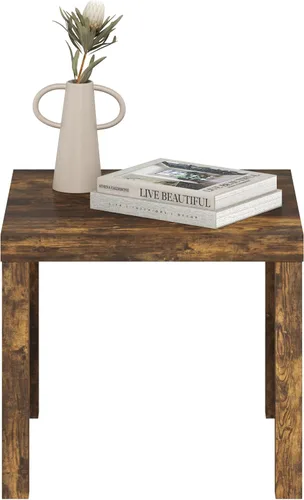 Miniatura 4 de Furinno Classic - Mesa auxiliar cuadrada, mesita de noche con tablero triple espesor, mesita de luz, mesita de noche, mesita de luz para sala