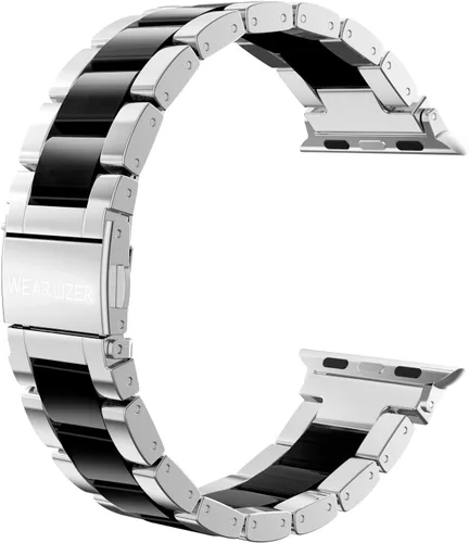 Miniatura 11 de Wearlizer - Correa compatible con Apple Watch de 38/40/41/42 mm; pulseras de moda para mujer, acero inoxidable + resina metálica de repuesto