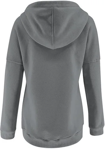 Miniatura 3 de Kainawee Sudadera con capucha y media cremallera para mujer, con cordón, atlética, moderna, con bolsillo frontal, manga larga, para otoño
