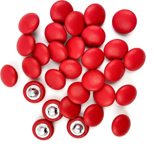Miniatura 44 de Heyiwell 30 botones redondos cubiertos de cuero con vástago de metal, para vestidos de novia, camisas, vestidos, manualidades de costura (beige, mm)