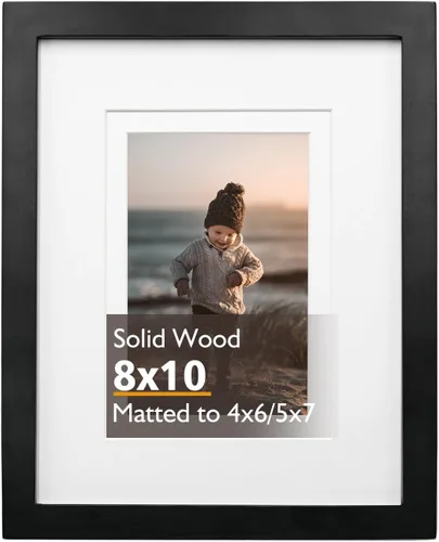 Miniatura 138 de KINLINK 3.5x5 Picture Frame, Ash Black Solid Wood Frame with Plexiglass for Table Top and Wall Mounting, Photo Frame for Horizontal or Vertical