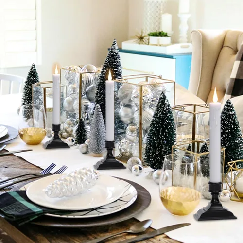 Miniatura 4 de GenSwin Velas de Ventana que Funcionan con Batería con Temporizador, Velas Cónicas sin Llama, Candelabros Cónicos LED para Ventana Negros