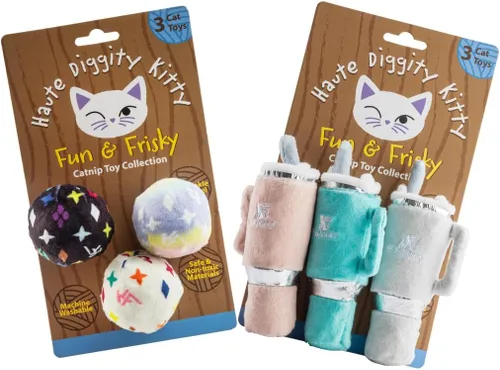 Miniatura 9 de Haute Diggity Kitty Gatos Cinta Azul + Conjunto de Gatito Vaquero, Juguetes de Felpa para Gatos Rellenos de Hierba Gatera con Sonido Crujiente