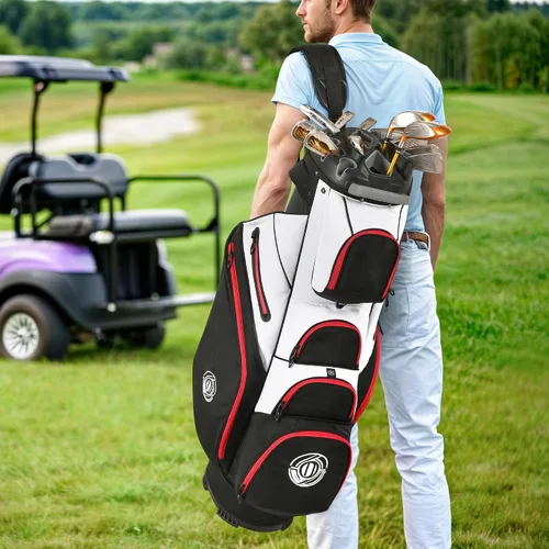 Miniatura 6 de Bolsa de carrito de golf Shopsource, bolsa de palos de 14 vías con cierre moldeado y divisores de longitud completa, bolsas de carrito silenciosas