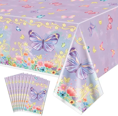 Miniatura 13 de 4 manteles de fiesta de mariposas, mantel de decoración de cumpleaños de mariposa, manteles rectangulares coloridos con diseño de mariposa