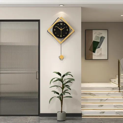 Miniatura 9 de Reloj de pared grande decorativo con péndulo, funciona con pilas, cuarzo de calidad silenciosa, reloj moderno para sala de estar, dormitorio