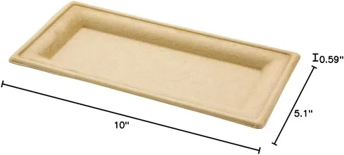 Miniatura 7 de Restaurantware Pulp Tek - Platos rectangulares de bagazo, 100 platos de ensalada impermeables a la grasa, tapas se venden por separado, platos
