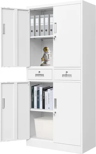 Miniatura 9 de CMY Gabinete de almacenamiento de metal, armario de almacenamiento con bloqueo de 36 pulgadas de alto con estantes ajustables, gabinetes de acero