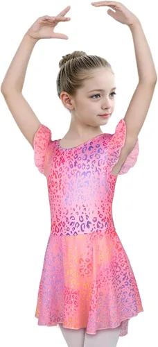 Miniatura 61 de LUOUSE Elegante leotardo de ballet para niñas con falda, mangas con volantes y volantes, perfecto para baile y gimnasia