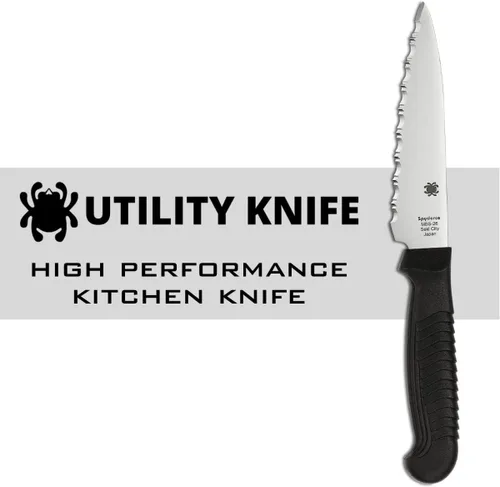 Miniatura 2 de Spyderco Cuchillo utilitario de cocina ligero con hoja de acero inoxidable MBS-26 y mango de plástico de polipropileno Negro