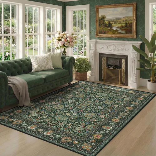 Miniatura 10 de Alfombras de área de 5 x 8 pies para dormitorio, alfombra lavable de 5 x 8, alfombra vintage grande, antideslizante, alfombra bohemia para sala