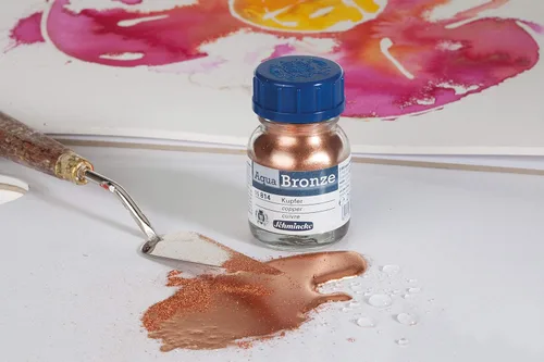 Miniatura 4 de Schmincke - Aqua-Bronze, oro pálido rico, 20 ml, 15 812 032, efectos metálicos brillantes en pinturas gouache y acuarela, papel, cartón, tabla