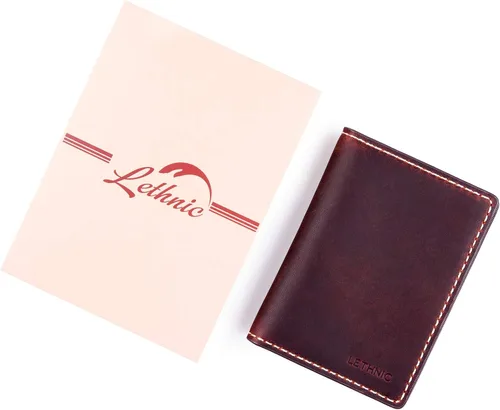 Miniatura 5 de LETHNIC - Tarjetero de cuero hecho a mano para mujer