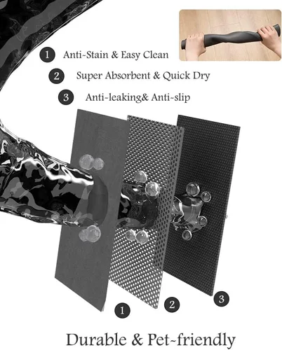 Miniatura 6 de Tapete para comedero de mascotas, absorbente, para tazón de alimentos y dispensador de agua del perro, no deja manchas, se seca rápido