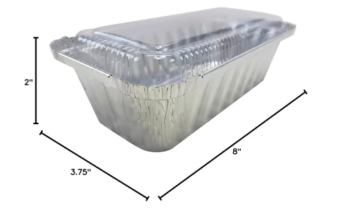 Miniatura 7 de KitchenDance - Molde para pan desechable de aluminio con tapas de plástico, 2 libras, color dorado, 1850P