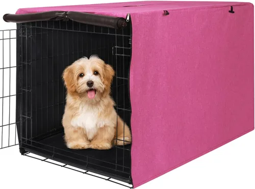 Miniatura 10 de Deblue Cubierta para Jaula de Perro Interior Gris, Cubiertas de Jaula para Mascotas de Poliéster con Privacidad Ajuste Universal para Jaula